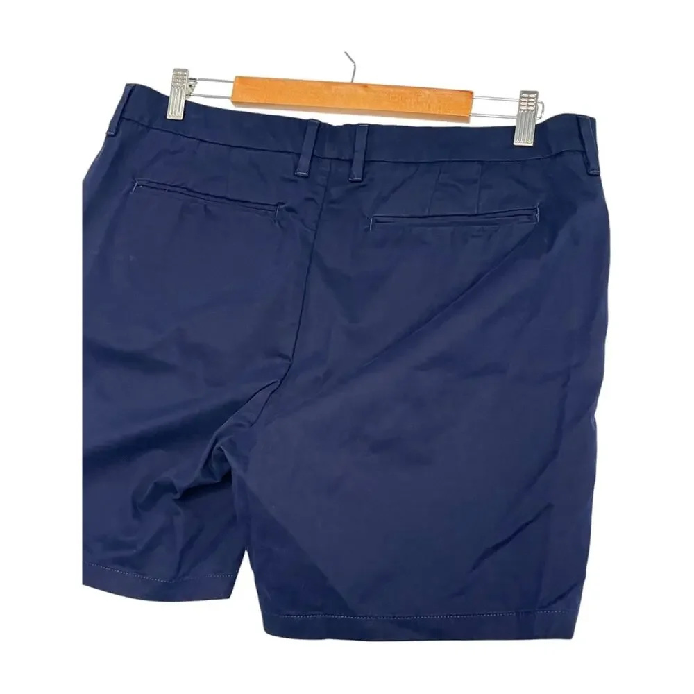 Quince Classic Stretch Chino Shorts Mens 36 Blue Flat Front 7 Inch Casual Cotton